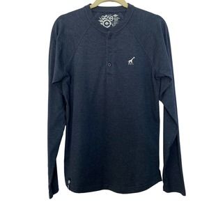 LRG Lifted Research Group Men's Blue Long Sleeve Giraffe Logo Polo Shirt - Small